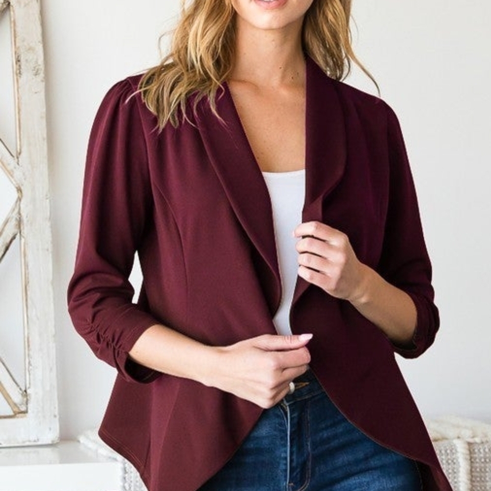 Elegant Burgundy Women's Blazer